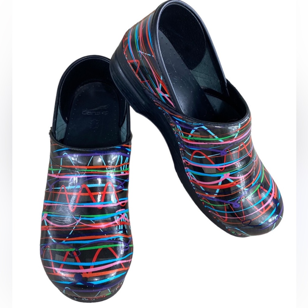 Dansko Professional Colorful Striped Pin Clogs Women’s Size 40 US 9.5-10